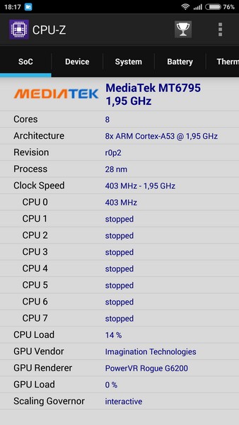 Xiaomi Redmi Note 2 - CPU-Z 1