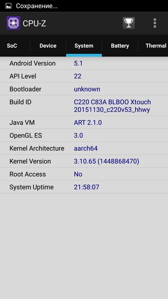 Bluboo Xtouch - CPU-Z 3