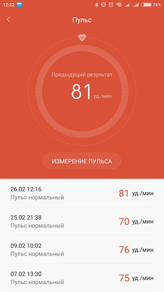Xiaomi Mi Band 1S - Pulse statistics