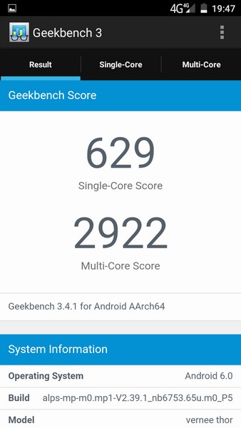 Vernee Thor Review - Test Geekbench 3