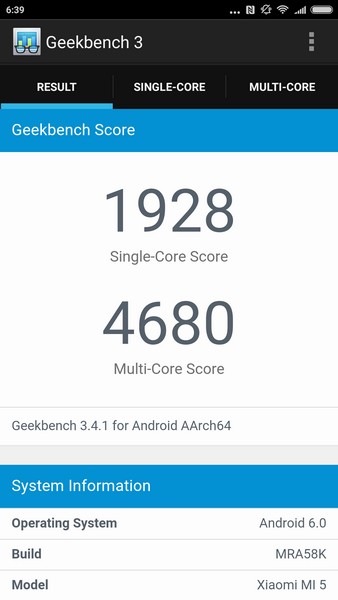 Xiaomi Mi5 - Geekbench