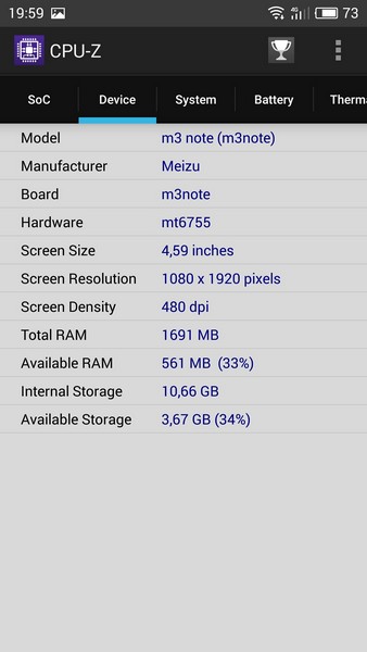 Meizu M3 Note Review - CPU-Z 2
