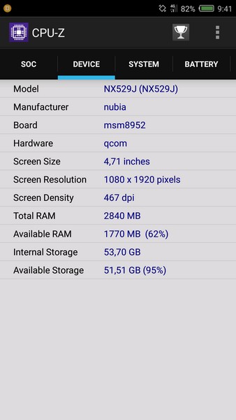 Nubia Z11 Mini Review - CPU-Z 2