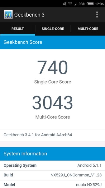 Nubia Z11 Mini Review - Geekbench