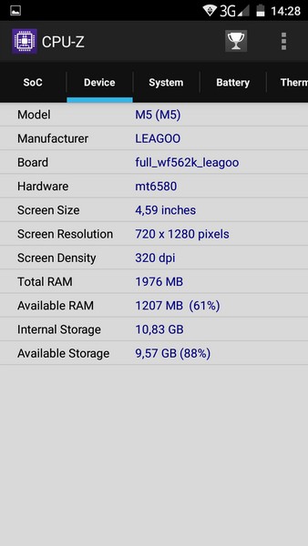 Leagoo M5 Review - CPU-Z