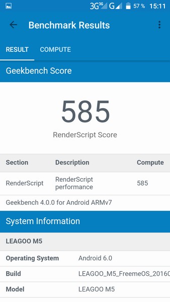 Leagoo M5 Review - Geekbench 4