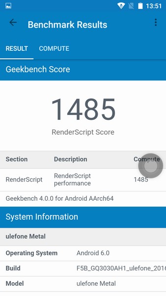 Ulefone Metal Review - Geekbench 4